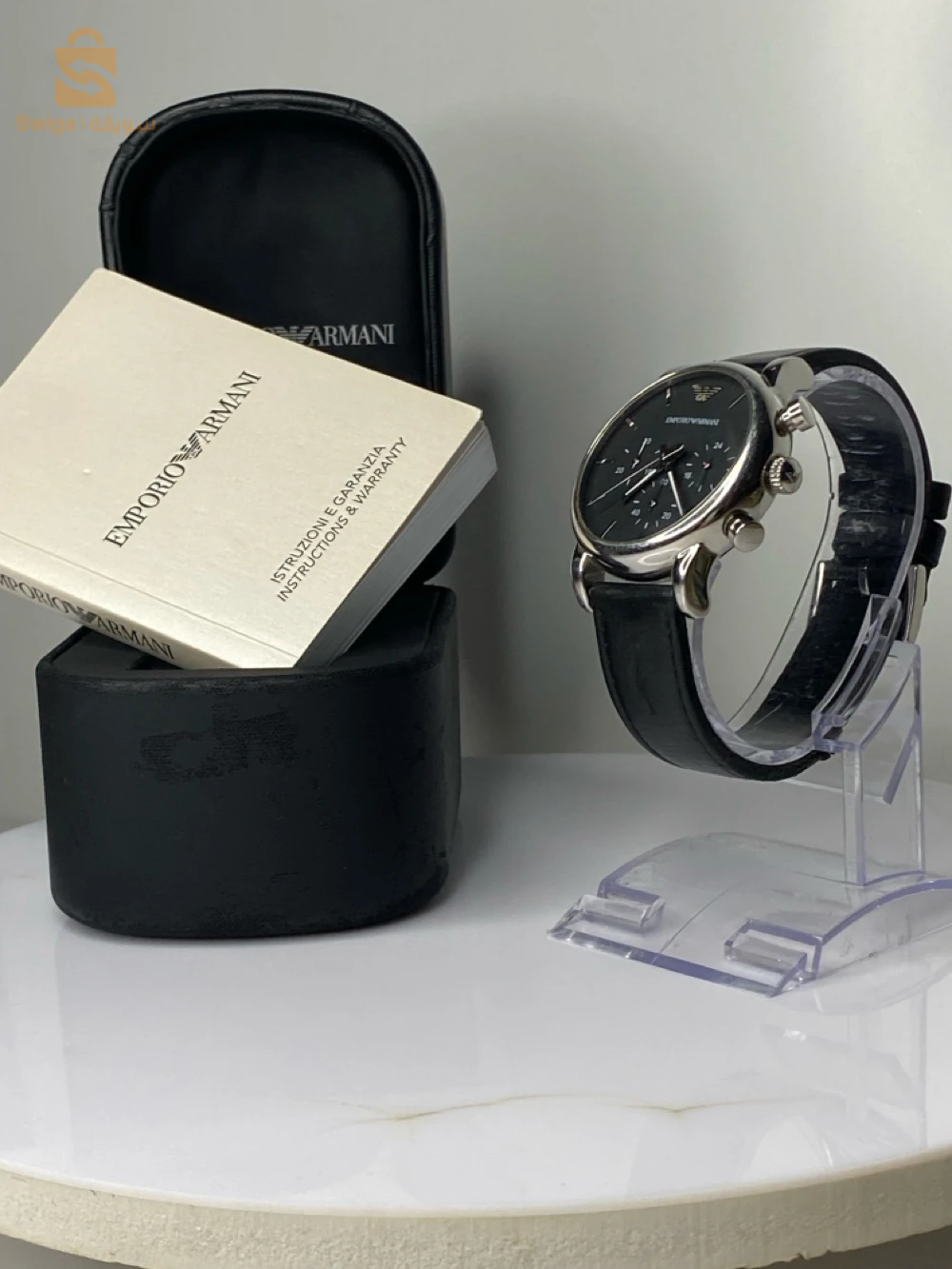 EMPORIO ARMANI CLASSIC
CHRONOGRAPH BLACK GENUINE
LEATHER MEN'S WATCH -
AR1733