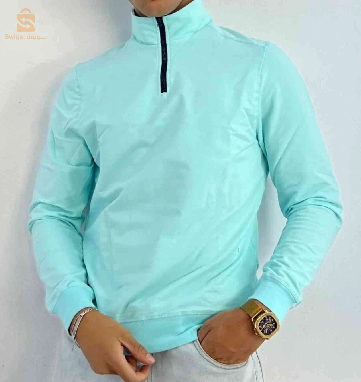 High Neck Zip-Shirt