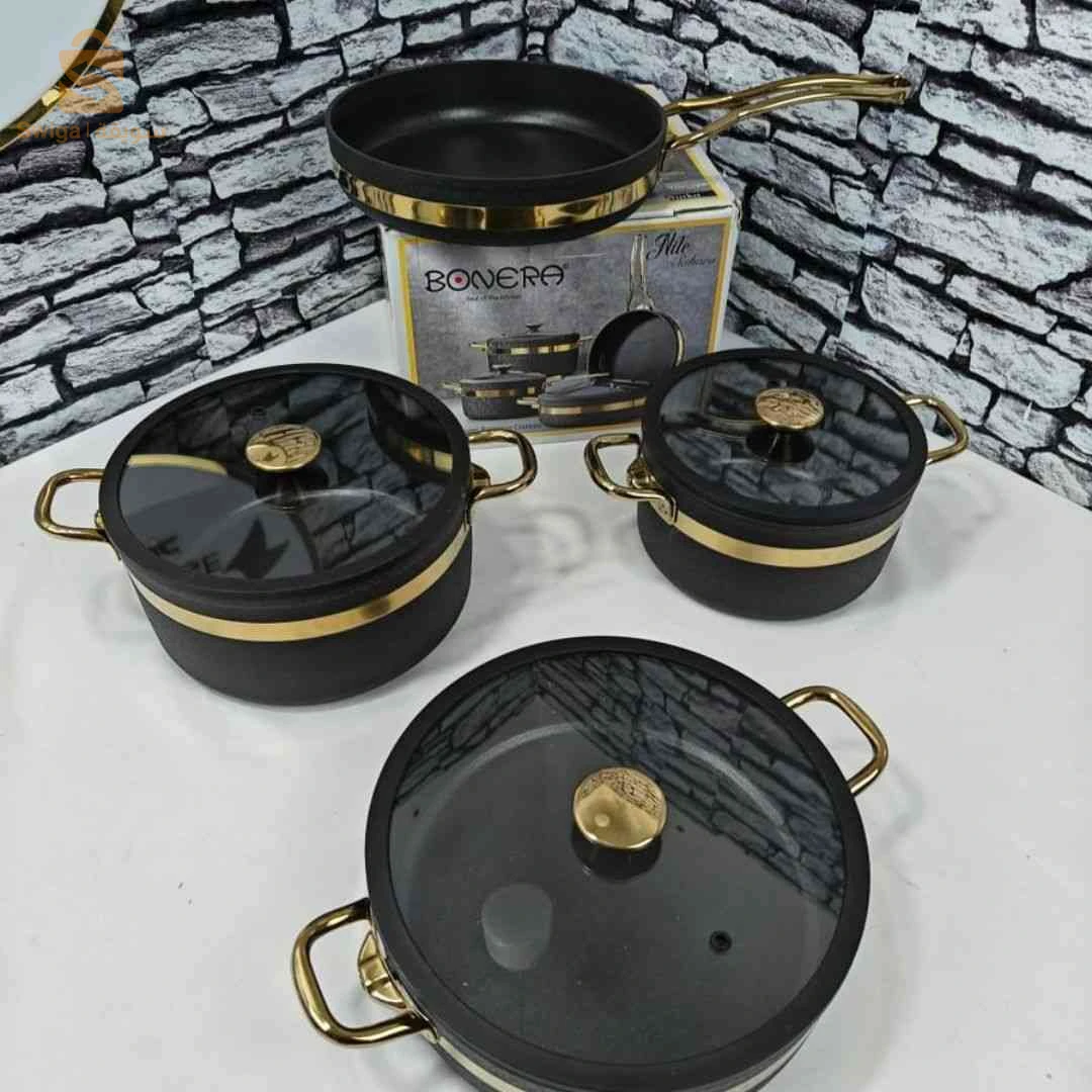 ✨ طاقم مرميطة تركية Bonera مقلة و3 مرميطات بأحجام مختلفة 💯 – Série Marmite Bonera Turque