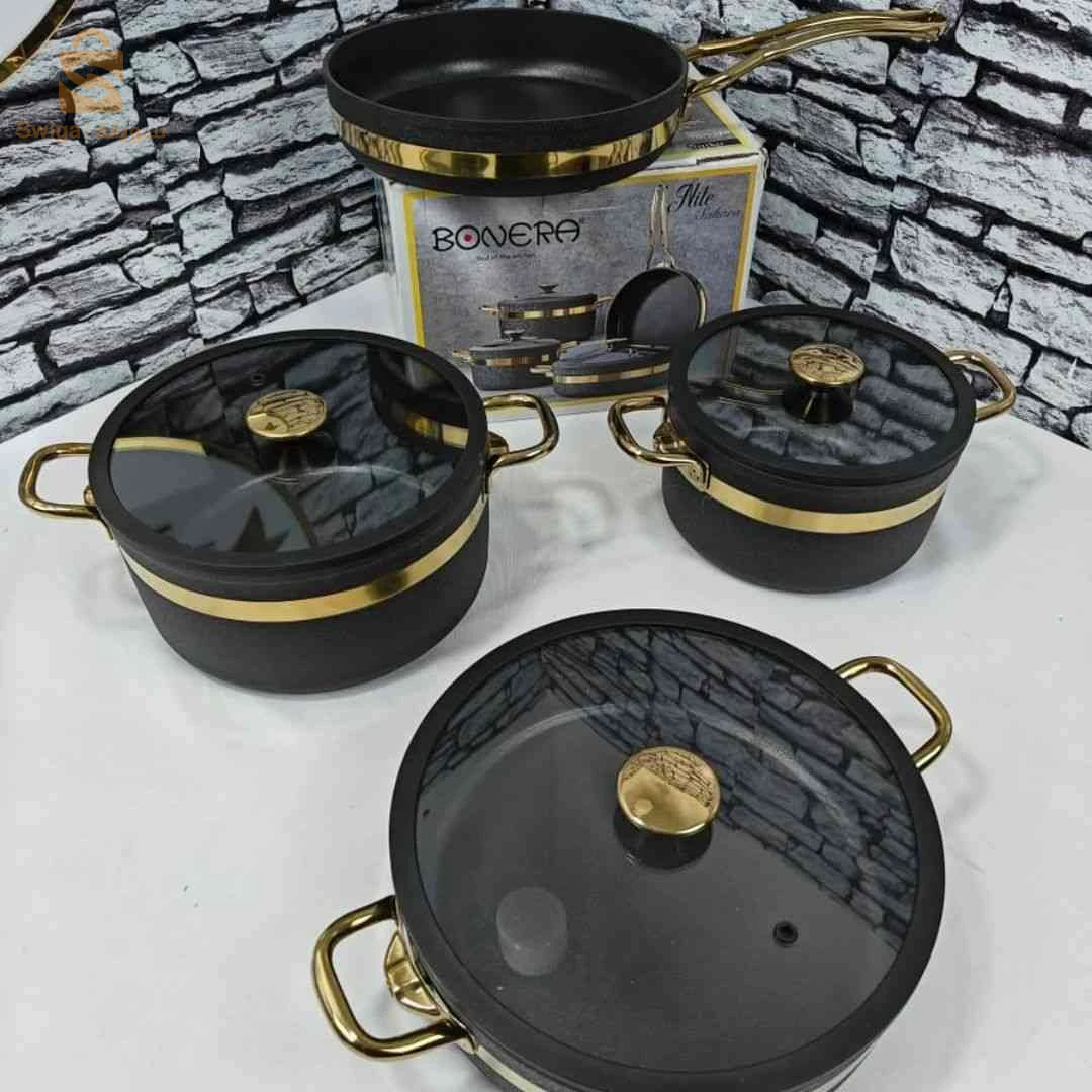 ✨ طاقم مرميطة تركية Bonera مقلة و3 مرميطات بأحجام مختلفة 💯 – Série Marmite Bonera Turque