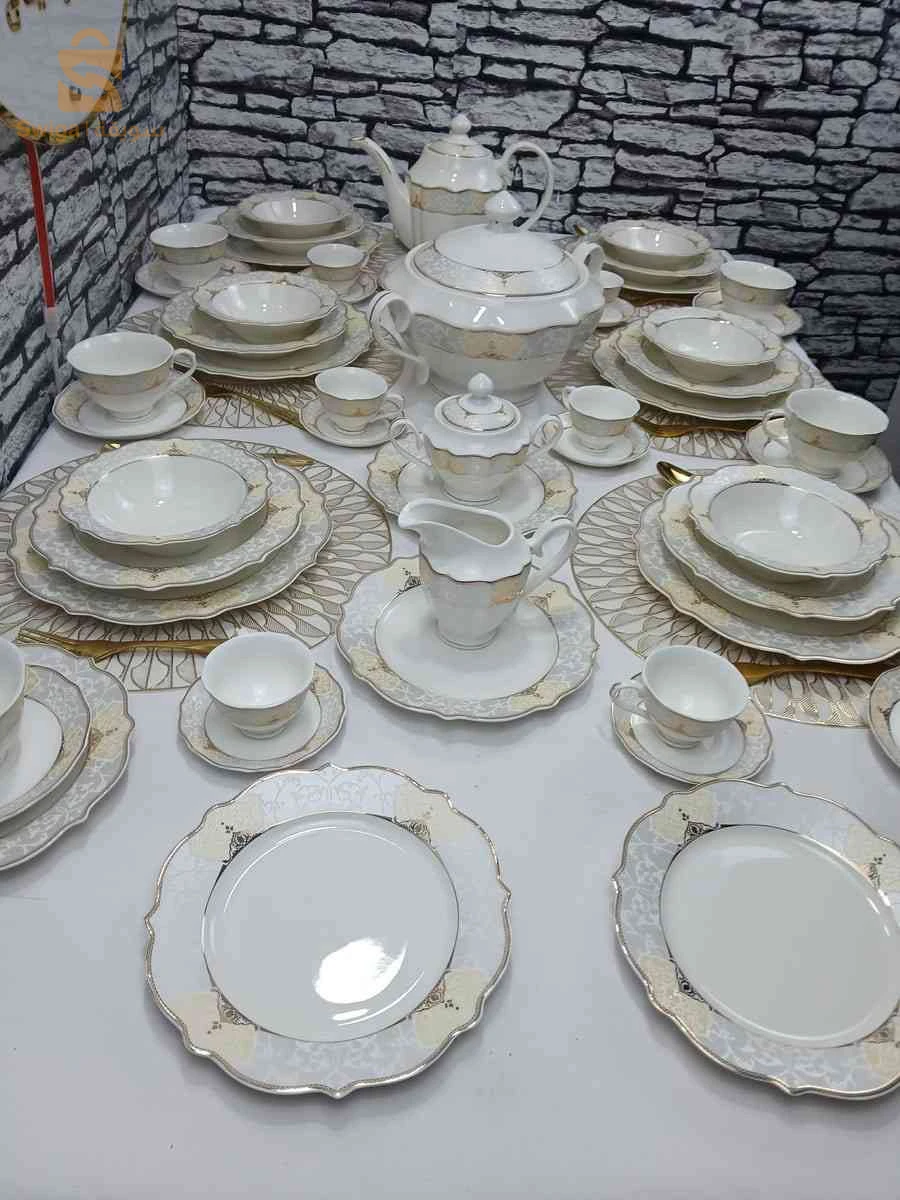 Service a table+café beige  56 pièce