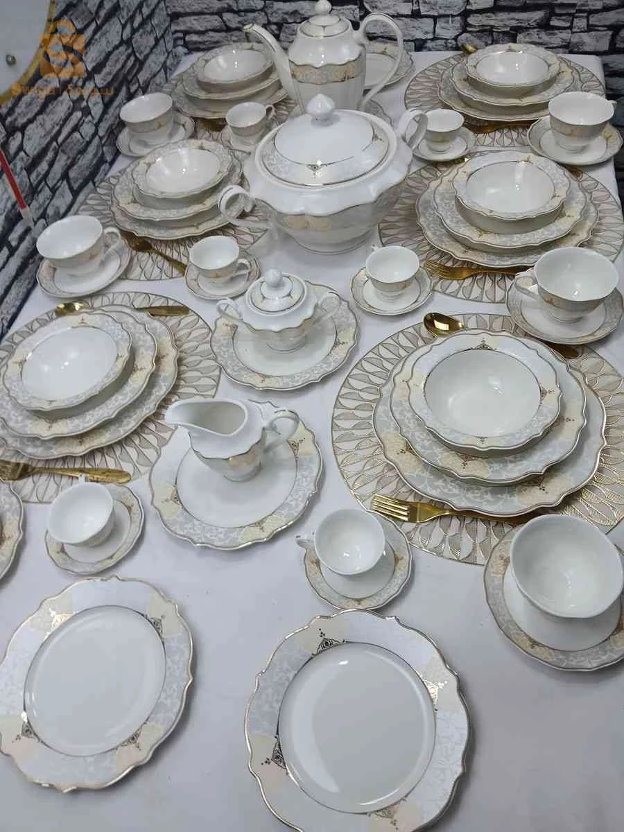 Service a table+café beige  56 pièce