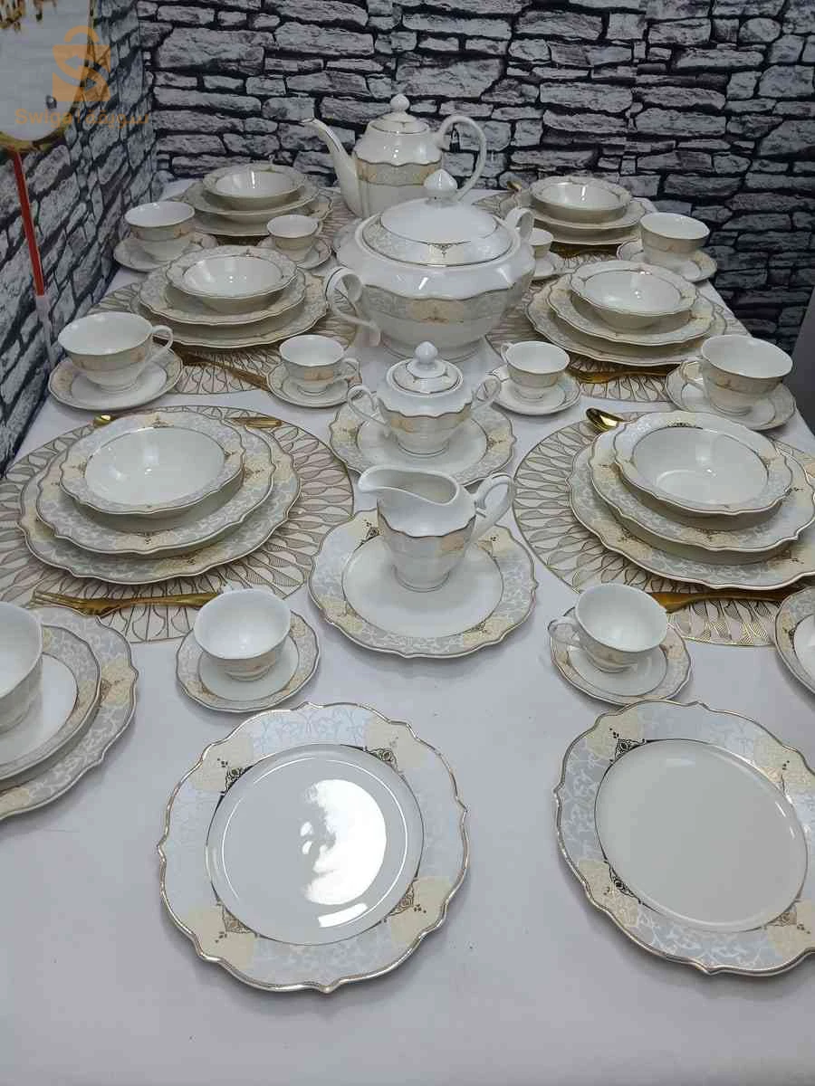 Service a table+café beige  56 pièce