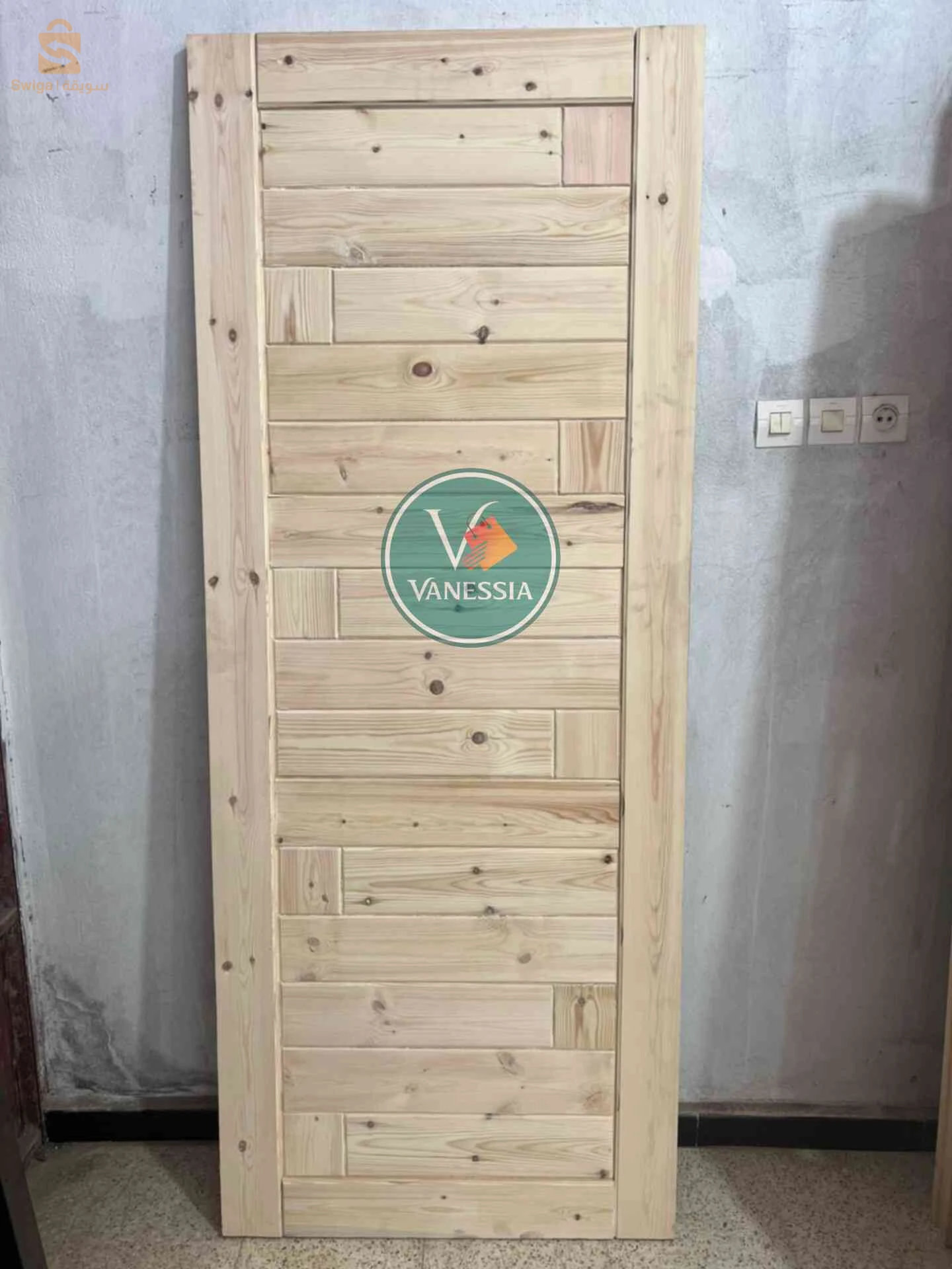 Porte chambre bois rouge Sans cadre