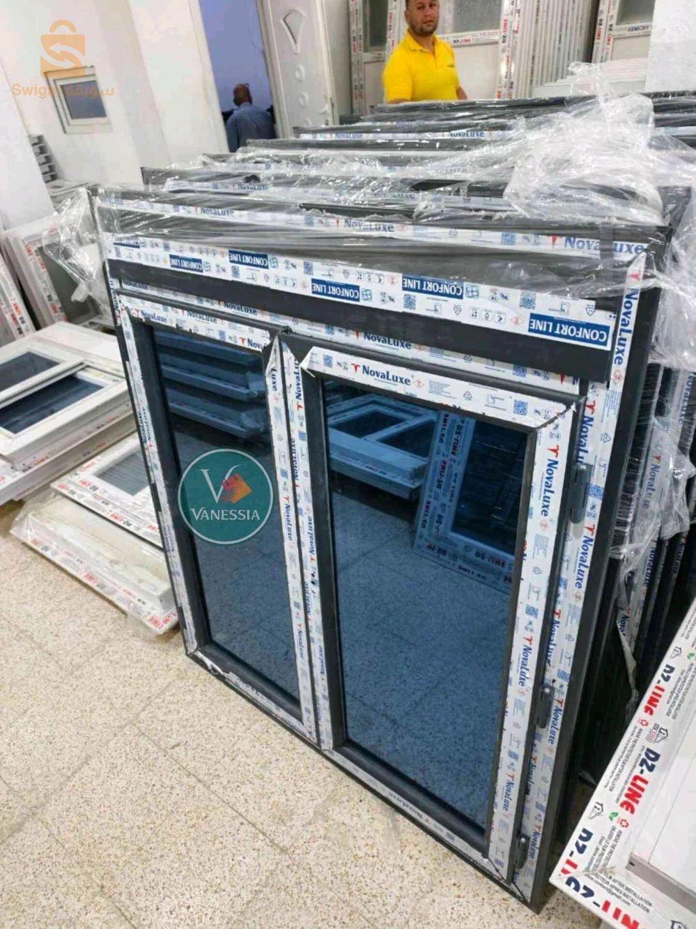 Fenêtre Pvc Double Vitrage Avec Rideau Aluminium Couleur Gris