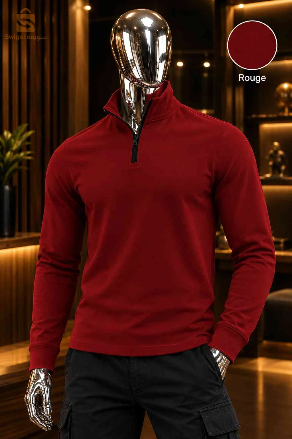 High Neck Zip-Shirt