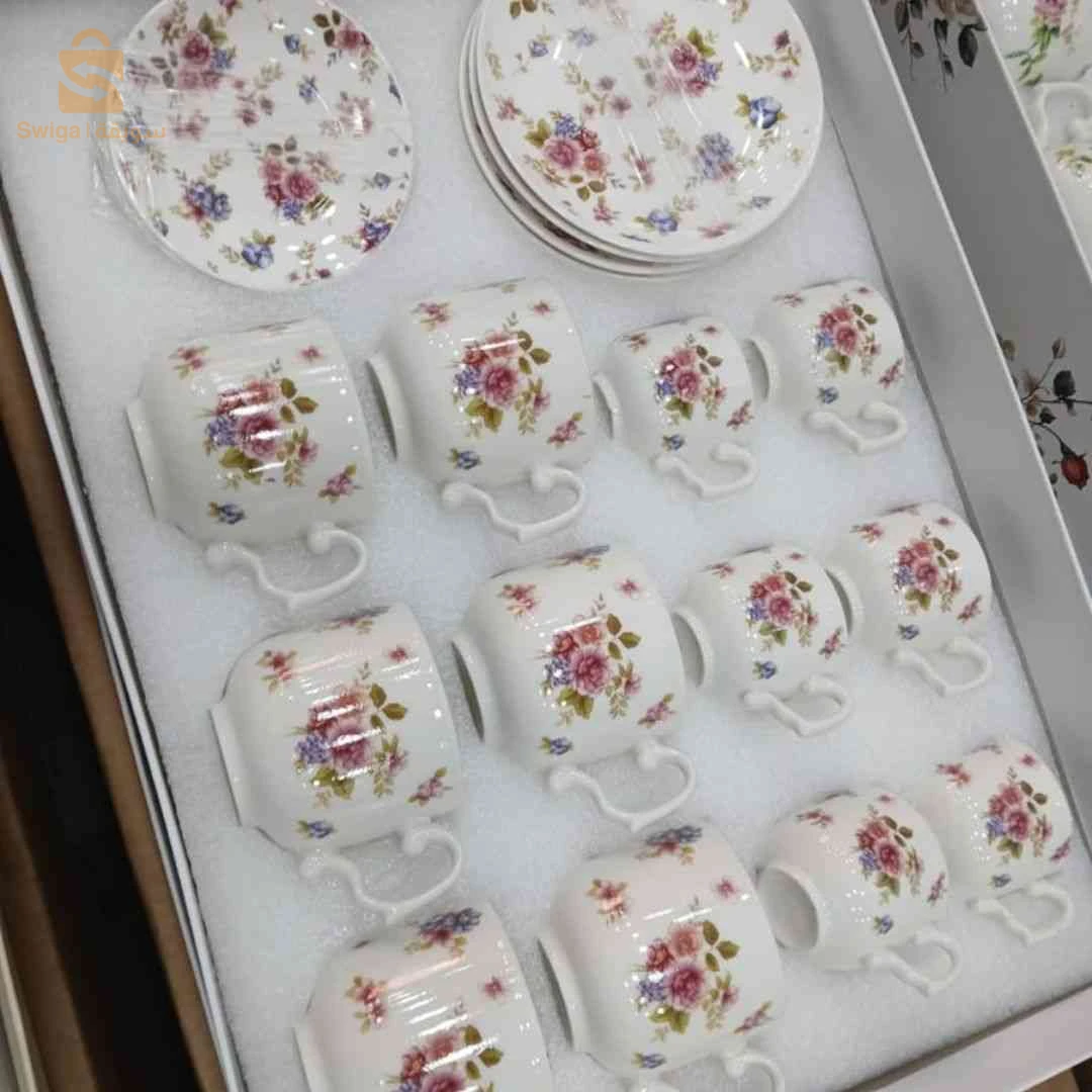 ☕ سيرفيس قهوة 12 فنجال +12 ستاسهم – Service à café 24 pièces