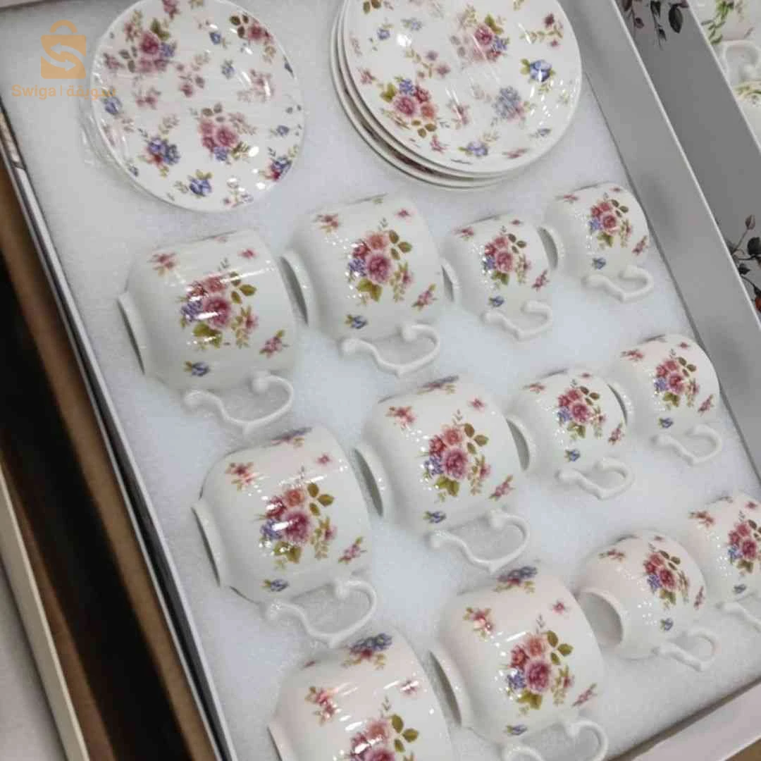 ☕ سيرفيس قهوة 12 فنجال +12 ستاسهم – Service à café 24 pièces