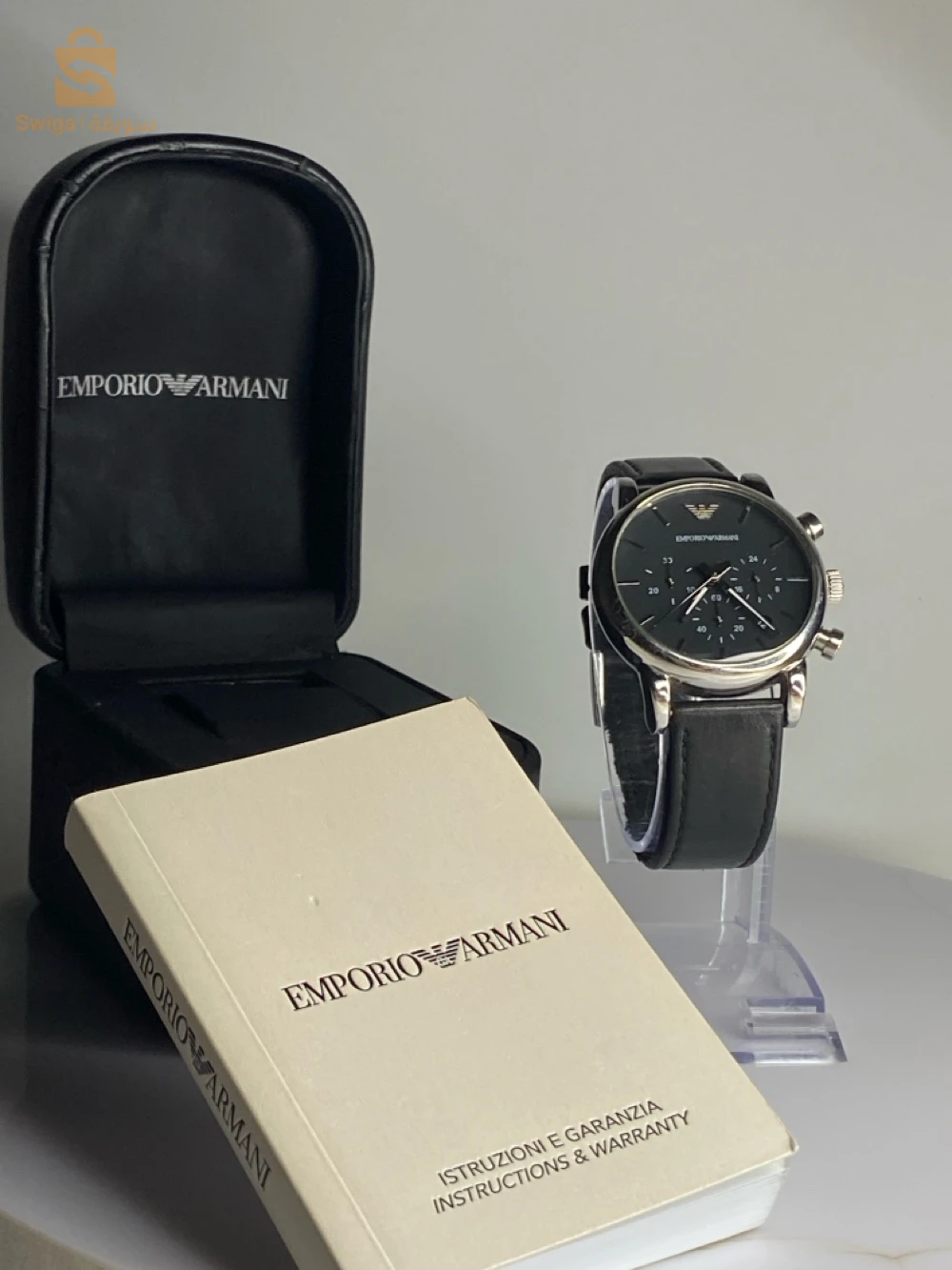 EMPORIO ARMANI CLASSIC
CHRONOGRAPH BLACK GENUINE
LEATHER MEN'S WATCH -
AR1733