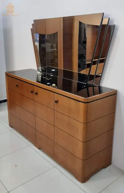 Bahut + miroir en bois hétre