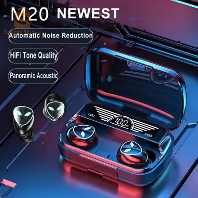 سماعات أذن M20 V5.3 لاسلكية تعمل بالبلوتوث وبنك طاقة للشحن IPX7