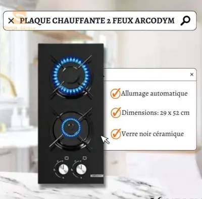 plaque de cuisson 2 feu Vitrocéramique