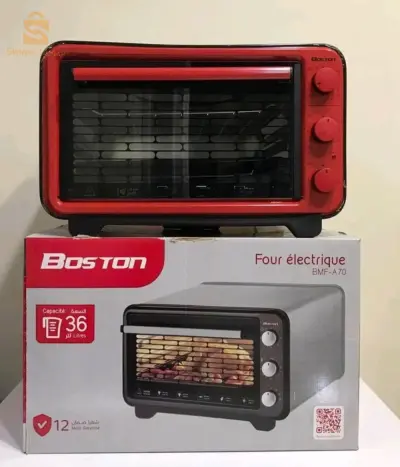 four électrique boston
tourne broche
De 80 à 320 ⁰ thermostat réglable
32 litres volume interne
Minuterie, 90min
l’alerte sonore
Grill crom non corrosif grille
1 Plateau de cuisson