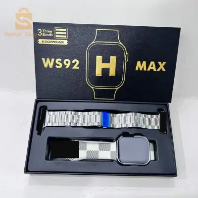 ساعة WS92 max  الكرومي شاشة oled  و 3 براسليات 
الستانليس الاترا و باربوري المميز