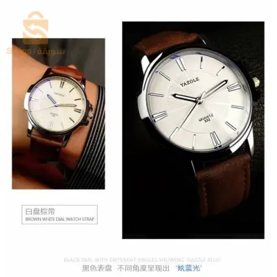 ساعة يد كلاسيكية للرجال montre yazole homme classique marron
