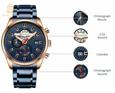 CURREN – montre-bracelet étanche en acier inoxydable pour homme, accessoire de Sport à Quartz, N8352