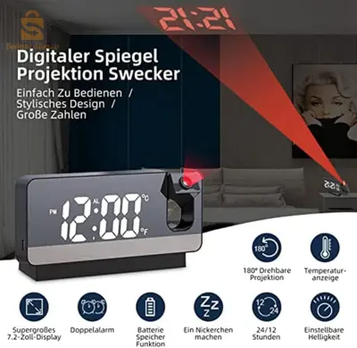 Réveil numérique intelligent avec projecteur 180° TempéRature USB , Snooze
3,600 دج