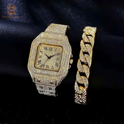 montre et bracelet en diamant avec sa boite