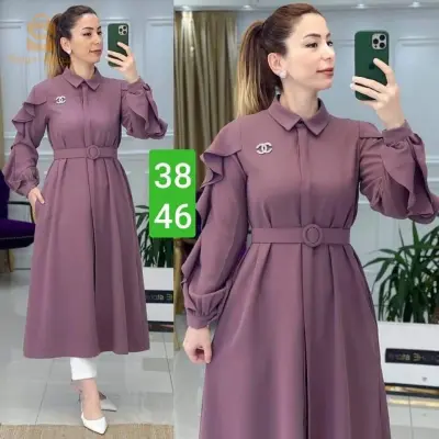 robe hijab avec ceinture + broche