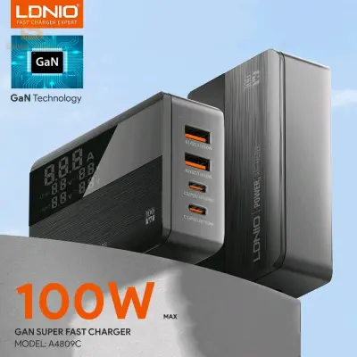 LDNIO Chargeur fast USB-C 100W Alimentation 4 Ports GaN