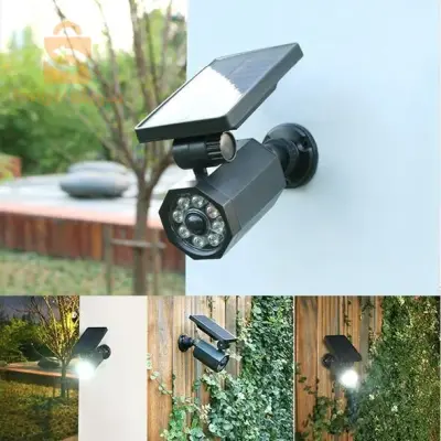 مصباح LED حائطي على شكل كاميرا يعمل بالطاقة الشمسية مع مستشعر حركة Projecteur Mural Solaire Avec Détecteur De Mouvement Et Télécommande