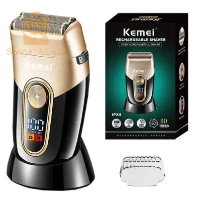 Kemei Rasoir Electrique Sans Fil Avec Socle De Charge - Lcd - Km 3209 - Noir