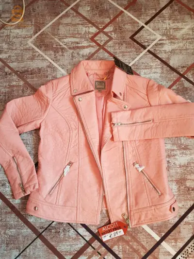 veste semi cuire rose