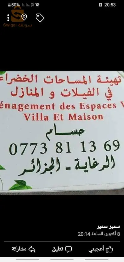 العناية بي المساحات الخضراء وغرس العشب الطبيعي وديكور