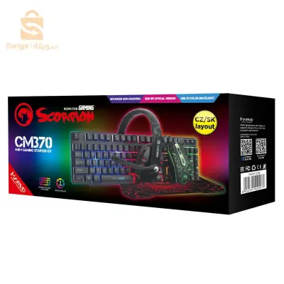 حزمة 4 في 1 لوحة مفاتيح + ماوس + سماعة رأس + لوحة ماوس مارفو سكوربيون CM370‏