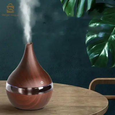 Humidificateur Électrique style bois 300ml   Aromathérapie Diffuseur Avec 7 Couleur LED Lumière