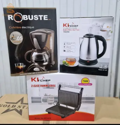 Pack panineuse kitchef + bouilloire kitchef +cafetière Robuste 5t