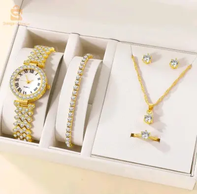 Montre-bracelet à anneau et chaîne en flocons