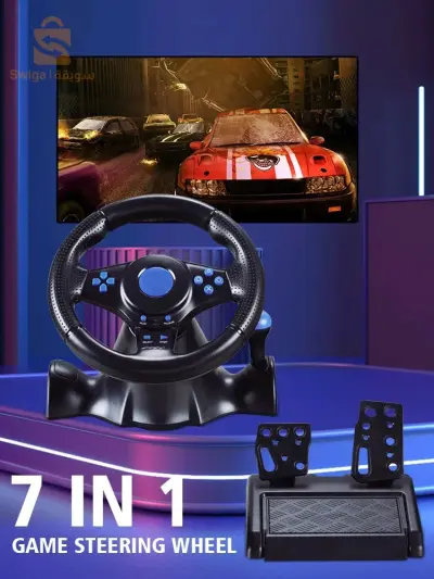GT-V7 volant de jeu avec contrôleur de Vibration à 180 degrés, Compatible avec Nintendo Switch, PS2, PS3, PS4 ,Xbox 360 ,PC