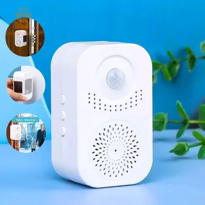 Sonnette d'entrée avec capteur de mouvement à infrarouge, voix réglable, lecteur Audio جرس باب المدخل مع مستشعر حركة بالأشعة تحت الحمراء ومشغل صوت قابل للتعديل$👍