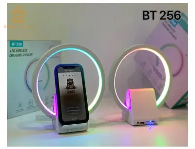 Lampe de chevet avec chargeur sans fil, haut-parleurs Bluetooth rechargeables support de charge Température de couleur de la lumière d’ambianc