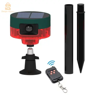 Répulsif pour animeux Capteur de mouvement à énergie solaire, alarme sonore et lumineuse 6 LED - مستشعر حركة يعمل بالطاقة الشمسية لطارد الحيوانات$👍
