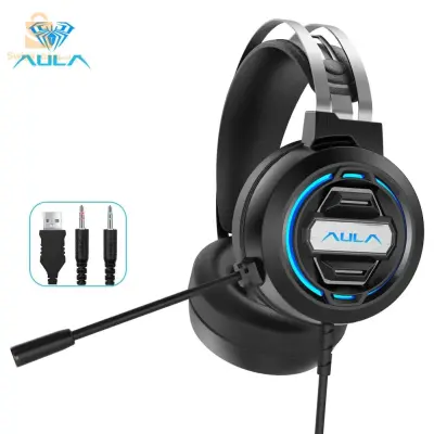 سماعة رأس سلكية للألعاب من AULA S603 مزودة بميكروفون لأجهزة الكمبيوتر الشخصية وأجهزة PS4$👍