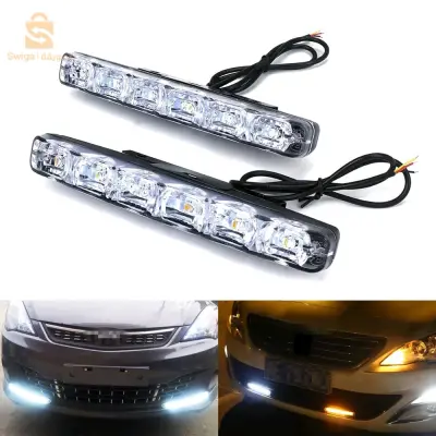 قطعتان من مصابيح النهار للسيارة العالمية 10 مصابيح LED DRL مصابيح الضباب فائقة السطوع تيار مستمر 12 فولت$👍