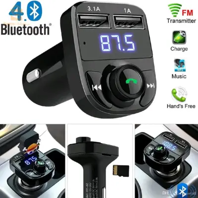 سيارة X8 سماعة لاسلكية تعمل بالبلوتوث FM الارسال عدة USB شاحن سريع محول مشغل Mp3$👍