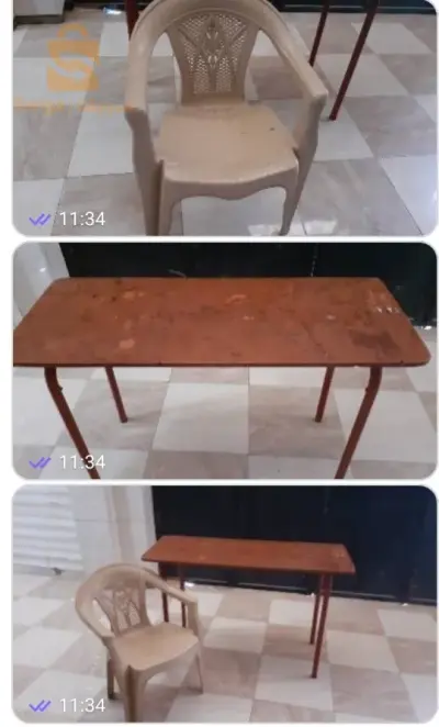 طاولات مدرسية +كراسي بلاستيكية