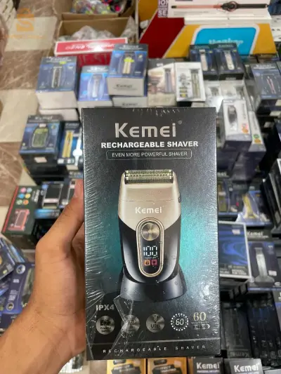 Kemei Rasoir Electrique Sans Fil Avec Socle De Charge - Lcd - Km 3209 - Noir