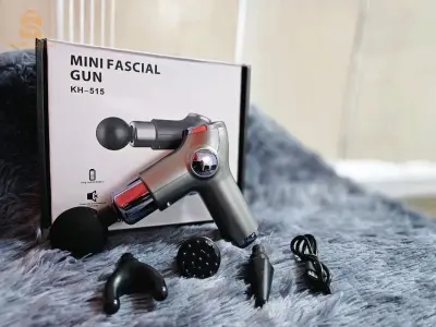 Massage Gun LCD Rechargeable 5 Vitesse 4 Tétes - جهاز تدليك بشاشة صغيرة تعمل باللمس