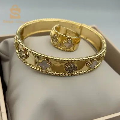 bracelet plus bague vancleef en acier inoxydable