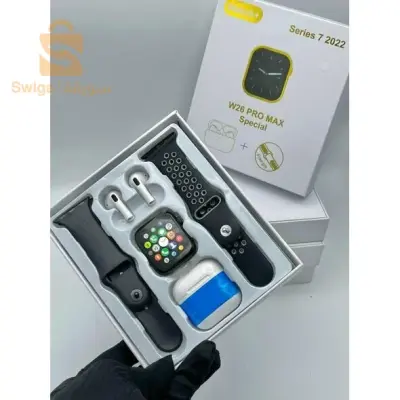 Smart Watch + Ecouteurs Sans fil - W26 PRO MAX - Noir ساعة ذكية + سماعات لاسلكية