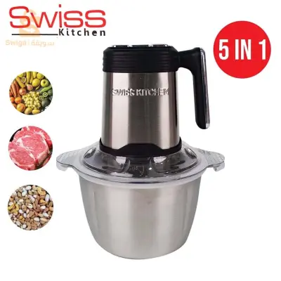 mini hachoir swiss kitchen avec 3 bols en inox 300w sk 201