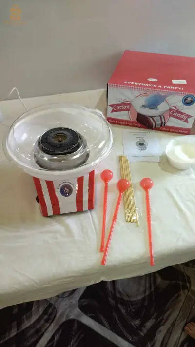 آلة صنع غزل البنات او شعر البنات لبدء مشروع صغير او استعمالها للأطفال في المنزل او لزيادة الدخل لأصحاب المحلات الصغيرة