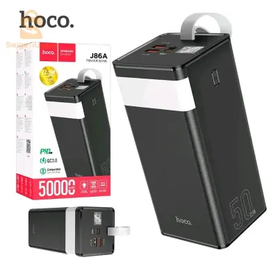 بنك الطاقة HOCO J86A Powermaster 22.5W 50000mAh مع شاشة LCD ومصباح ناعم$👍