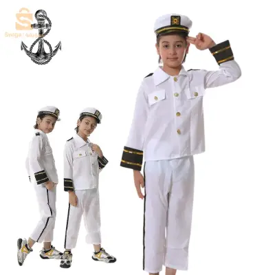 Costume Capitan Marine pour Enfant 5-7 ans Chemise, Pantaloon et Chapeau