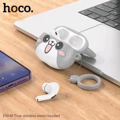 سمّاعات Hoco اللاسلكية بتقنية البلوتوث 5.3 + حافظة بشكل قطة TWS AW 48.