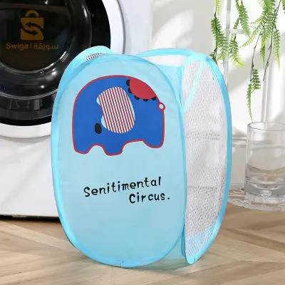 سلة قابلة للطي للغسيل المتسخ والألعاب المطبوعة لغرفة الأطفال$👍